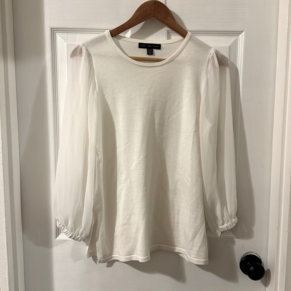 White Joan Vass Blouse Long-Sleeve
